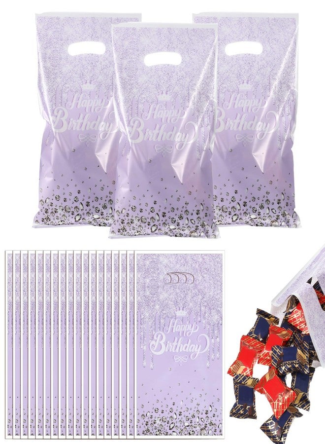 Bruislard 30 Pcs Glitter Diamond Goodie Bag with Handles Happy Birthday Candy Bags Purple Gift Bags Birthday Party Favor Bag for Women Girls Party Decor Supplies - Image 1